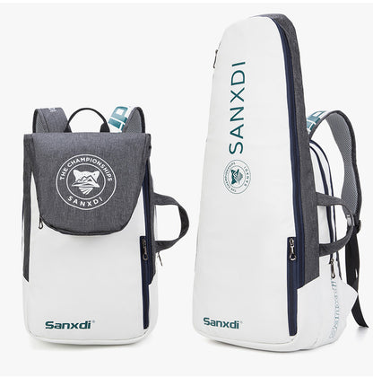 Grey and White Multifunctional Tennis & Badminton Backpack - Waterproof Racket Bag with Shoe Compartment V888-ELOSUNG27057