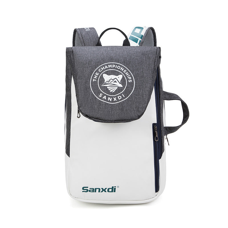 Grey and White Multifunctional Tennis & Badminton Backpack - Waterproof Racket Bag with Shoe Compartment V888-ELOSUNG27057