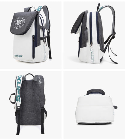 Grey and White Multifunctional Tennis & Badminton Backpack - Waterproof Racket Bag with Shoe Compartment V888-ELOSUNG27057