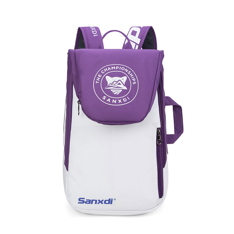 Purple and White Multifunctional Tennis & Badminton Backpack - Waterproof Racket Bag with Shoe Compartment V888-ELOSUNG27058