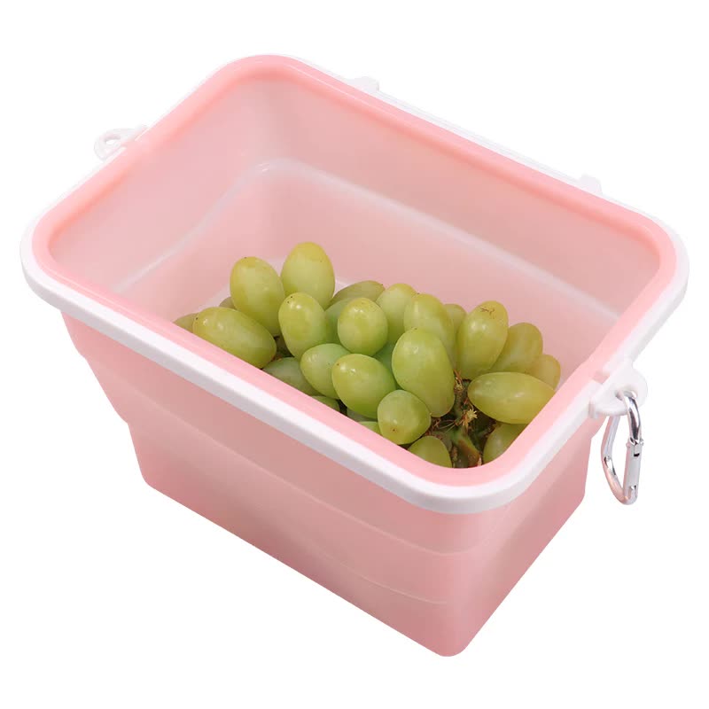2 Pcs Pink Collapsible Silicone Food Storage Container - Microwave & Freezer Safe Lunch Box V888-ELOSUNG27064