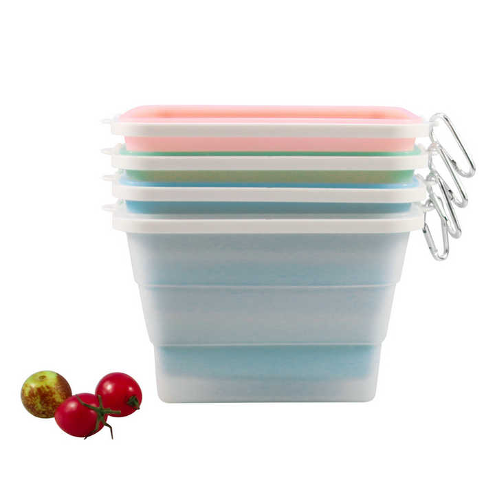 2 Pcs Pink Collapsible Silicone Food Storage Container - Microwave & Freezer Safe Lunch Box V888-ELOSUNG27064