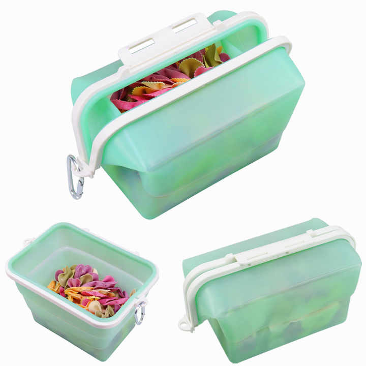 2 Pcs Pink Collapsible Silicone Food Storage Container - Microwave & Freezer Safe Lunch Box V888-ELOSUNG27064