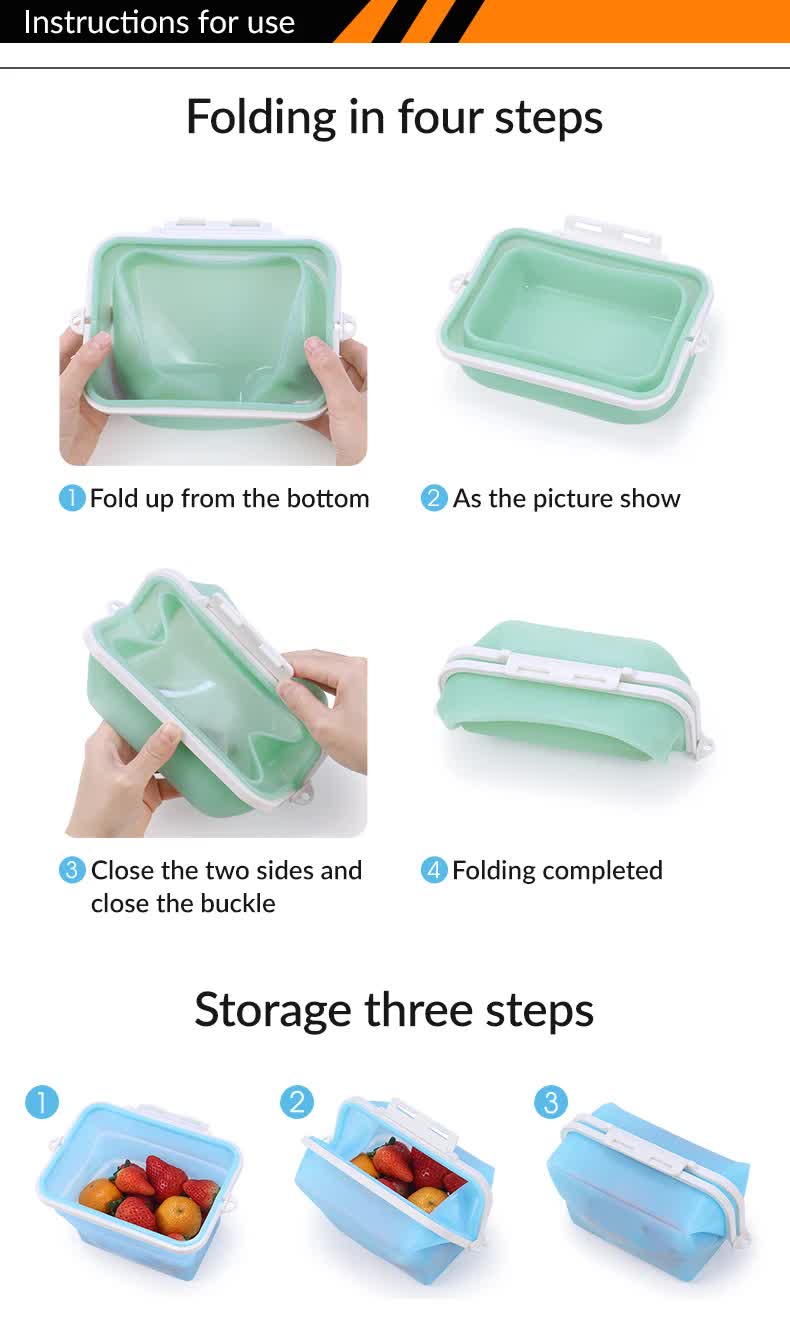 2 Pcs Pink Collapsible Silicone Food Storage Container - Microwave & Freezer Safe Lunch Box V888-ELOSUNG27064