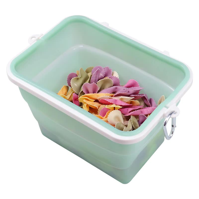 2 Pcs Green Collapsible Silicone Food Storage Container - Microwave & Freezer Safe Lunch Box V888-ELOSUNG27065