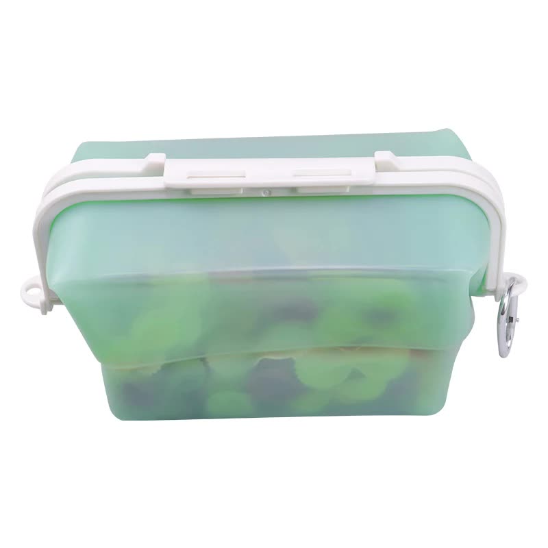2 Pcs Green Collapsible Silicone Food Storage Container - Microwave & Freezer Safe Lunch Box V888-ELOSUNG27065
