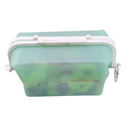 2 Pcs Green Collapsible Silicone Food Storage Container - Microwave & Freezer Safe Lunch Box V888-ELOSUNG27065