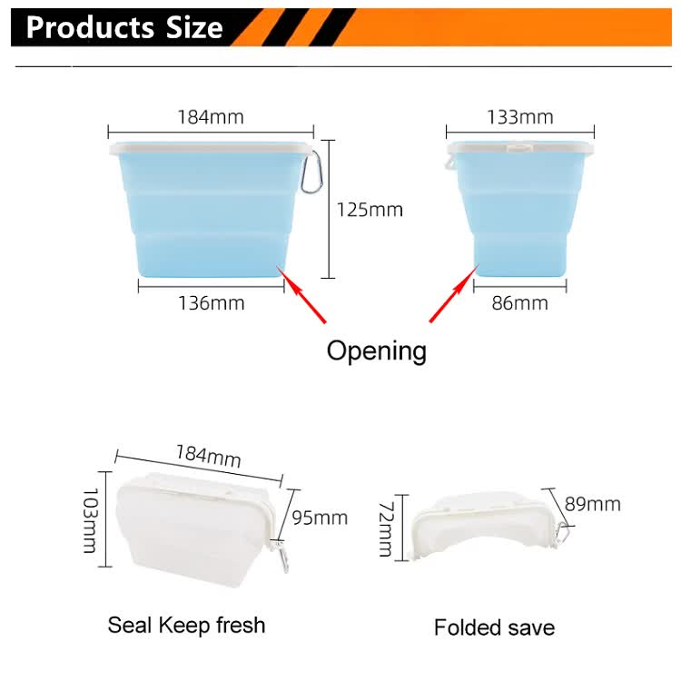 2 Pcs Green Collapsible Silicone Food Storage Container - Microwave & Freezer Safe Lunch Box V888-ELOSUNG27065