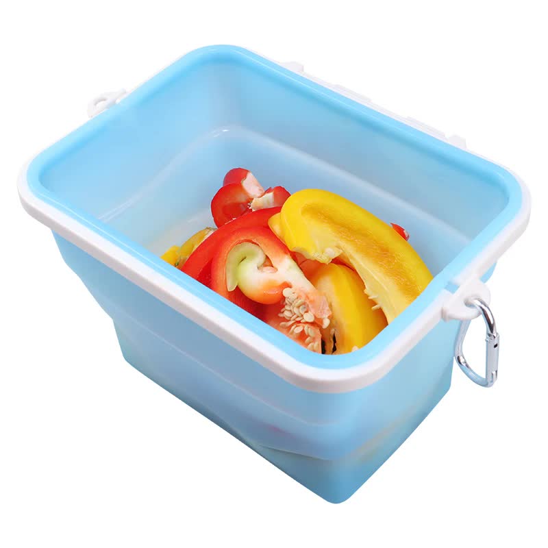 2 Pcs Blue Collapsible Silicone Food Storage Container - Microwave & Freezer Safe Lunch Box V888-ELOSUNG27066