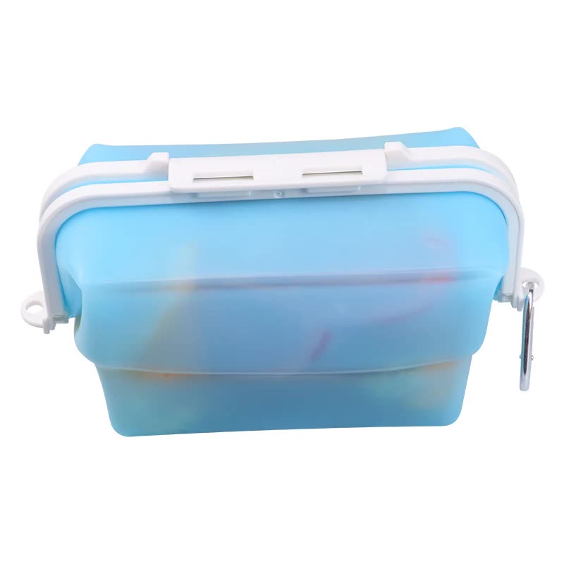 2 Pcs Blue Collapsible Silicone Food Storage Container - Microwave & Freezer Safe Lunch Box V888-ELOSUNG27066