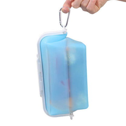 2 Pcs Blue Collapsible Silicone Food Storage Container - Microwave & Freezer Safe Lunch Box V888-ELOSUNG27066