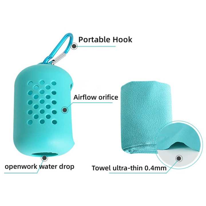 Purple Quick Dry Cooling Towel Set (2 Pack) - Microfiber Sport Towels with Silicone Cases & Carabiners V888-ELOSUNG27071