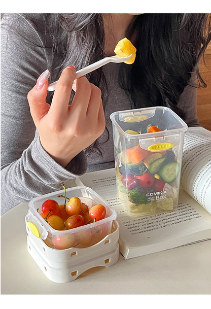 Yellow Portable Salad & Breakfast Cup On-the-Go - Dual Compartment Container with Spork V888-ELOSUNG27074