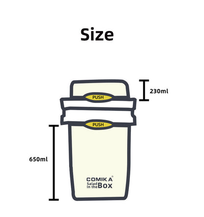 Yellow Portable Salad & Breakfast Cup On-the-Go - Dual Compartment Container with Spork V888-ELOSUNG27074