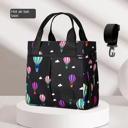 Black Versatile Nappy Bag Tote - Lightweight Diaper Bag with Insulated Pocket & Crossbody Strap V888-ELOSUNG27076