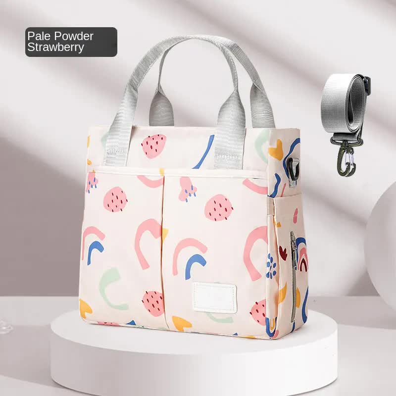Pink Versatile Nappy Bag Tote - Lightweight Diaper Bag with Insulated Pocket & Crossbody Strap V888-ELOSUNG27078