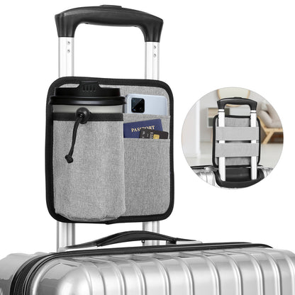 2 Pcs Black Hands-Free Luggage Handle Travel Cup Holder & Organizer Pouch V888-ELOSUNG27081