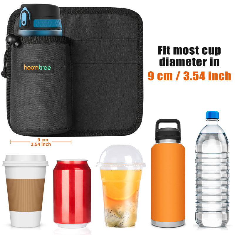 2 Pcs Black Hands-Free Luggage Handle Travel Cup Holder & Organizer Pouch V888-ELOSUNG27081