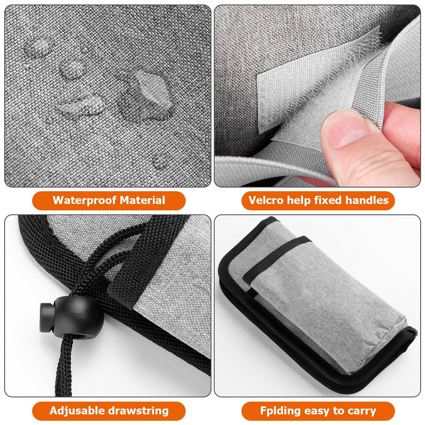 2 Pcs Grey Hands-Free Luggage Handle Travel Cup Holder & Organizer Pouch V888-ELOSUNG27082