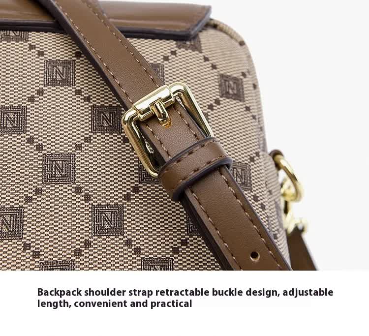 Brown Chic Checkered Mini Crossbody Phone Purse - PU Leather Vertical Shoulder Bag with Headphone Port V888-ELOSUNG27083
