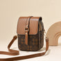 Brown and Black Chic Diamond Mini Crossbody Phone Purse - PU Leather Vertical Shoulder Bag with Headphone Port V888-ELOSUNG27085