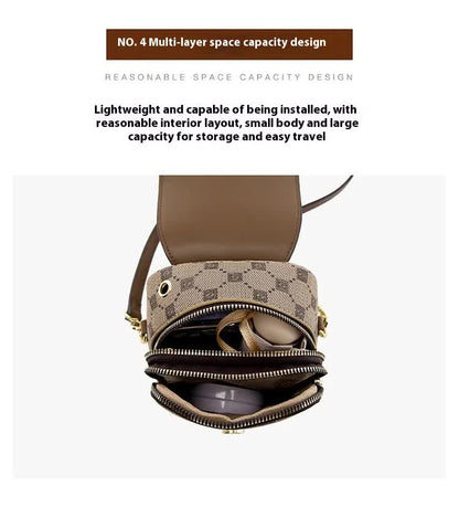 Brown and Black Chic Diamond Mini Crossbody Phone Purse - PU Leather Vertical Shoulder Bag with Headphone Port V888-ELOSUNG27085