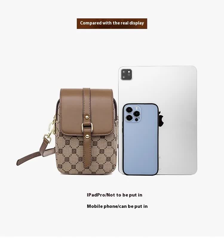 Brown and Black Chic Diamond Mini Crossbody Phone Purse - PU Leather Vertical Shoulder Bag with Headphone Port V888-ELOSUNG27085
