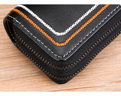 Brown Premium Genuine Leather Double Zipper Key Case - Car & House Key Organizer Pouch V888-ELOSUNG27090