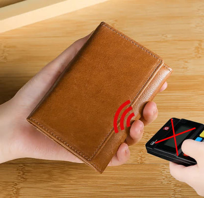 Coffee Genuine Leather RFID Blocking Wallet for Men - Vintage Bifold with Coin Pocket & ID Window V888-ELOSUNG27099