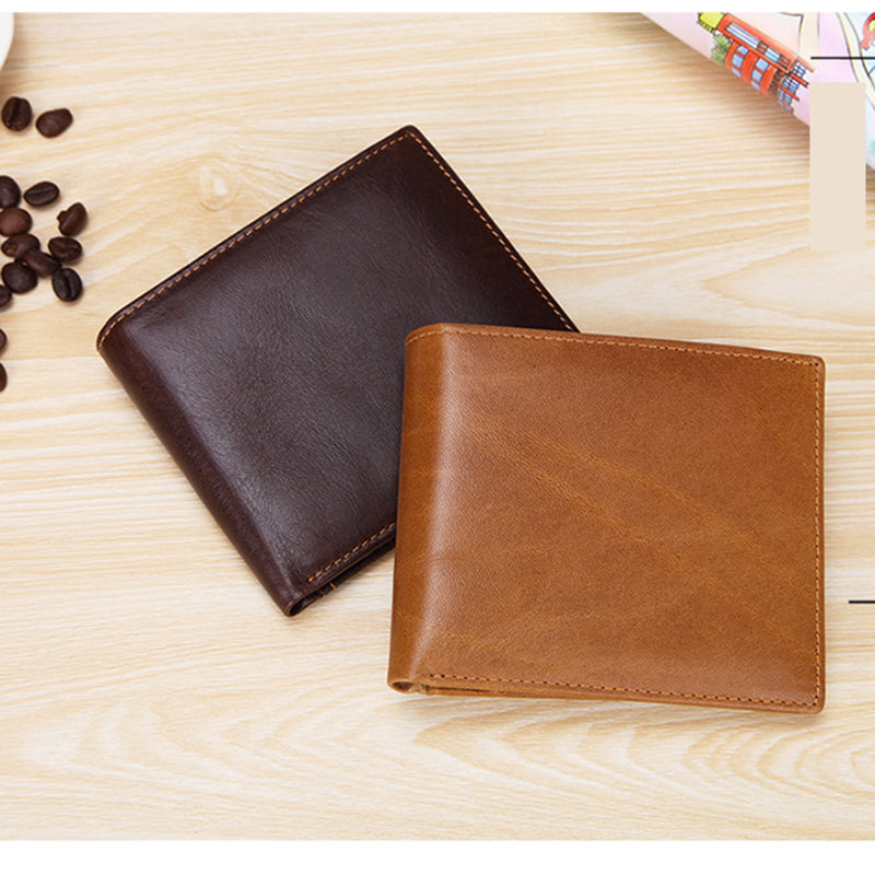 Brown Genuine Leather RFID Blocking Wallet for Men - Vintage Bifold with Coin Pocket & ID Window V888-ELOSUNG27100