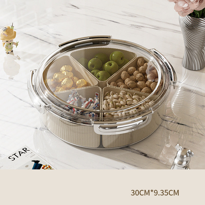Grey And Silver Snap Button Elegant Compartment Serving Tray with Lid - Versatile Snack, Fruit & Candy Box V888-ELOSUNG27102
