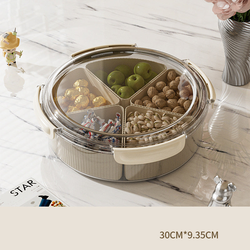 Grey And Beige Snap Button Elegant Compartment Serving Tray with Lid - Versatile Snack, Fruit & Candy Box V888-ELOSUNG27103