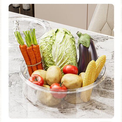 Beige And Beige Snap Button Elegant Compartment Serving Tray with Lid - Versatile Snack, Fruit & Candy Box V888-ELOSUNG27104