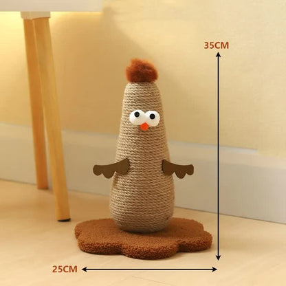Coffee Adorable Chick Cat Scratching Post - Durable Sisal Rope Scratcher Toy for Cats & Kittens V888-ELOSUNG27113