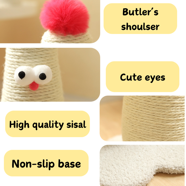 Coffee Adorable Chick Cat Scratching Post - Durable Sisal Rope Scratcher Toy for Cats & Kittens V888-ELOSUNG27113