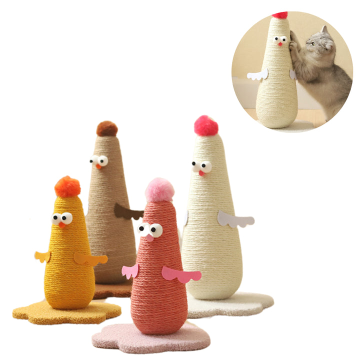 Coffee Adorable Chick Cat Scratching Post - Durable Sisal Rope Scratcher Toy for Cats & Kittens V888-ELOSUNG27113