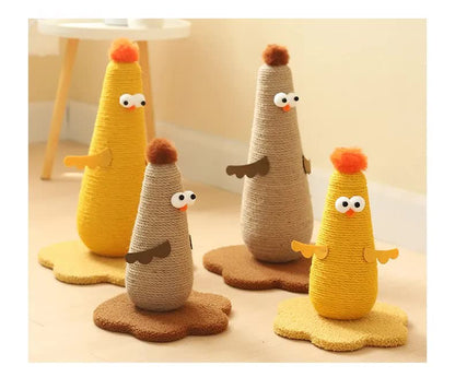 Yellow Adorable Chick Cat Scratching Post - Durable Sisal Rope Scratcher Toy for Cats & Kittens V888-ELOSUNG27114