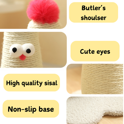 Yellow Adorable Chick Cat Scratching Post - Durable Sisal Rope Scratcher Toy for Cats & Kittens V888-ELOSUNG27114