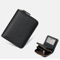 Black Compact RFID Genuine Leather Wallet for Women - Secure Zipper Card Holder & Coin Purse V888-ELOSUNG27116