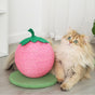 Pink Strawberry And Green Base Fun Fruit Shaped Sisal Cat Scratcher Ball - Durable Scratching Toy with Stable V888-ELOSUNG27124