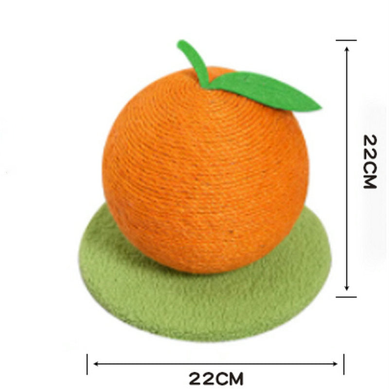 Orange Orange And Green Base Fun Fruit Shaped Sisal Cat Scratcher Ball - Durable Scratching Toy with Stable V888-ELOSUNG27125