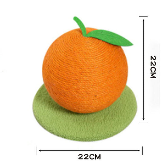 Orange Orange And Green Base Fun Fruit Shaped Sisal Cat Scratcher Ball - Durable Scratching Toy with Stable V888-ELOSUNG27125