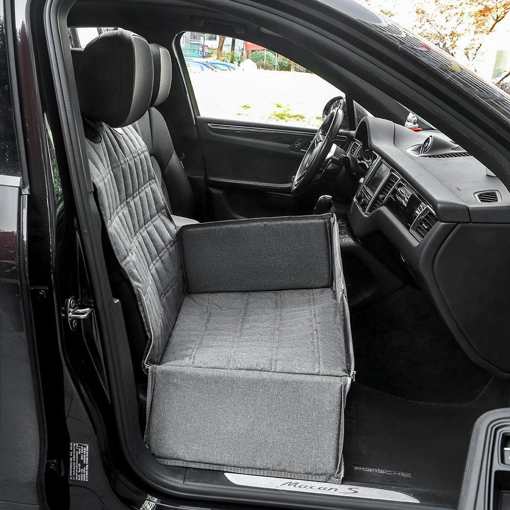 Grey Waterproof Front Pet Car Seat Cover - Non-Slip Dog Booster Seat Protector Mat V888-ELOSUNG27127