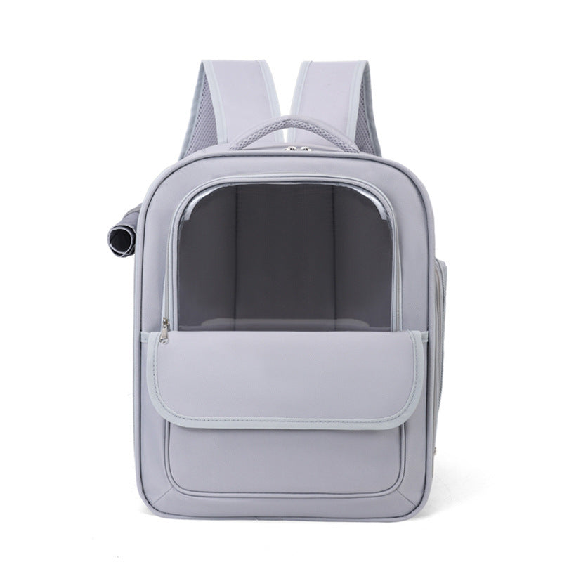 Grey Spacious Pet Carrier Backpack with Clear Window - Comfortable Travel Bag for Cats & Small Dogs V888-ELOSUNG27129