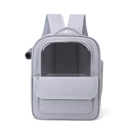 Grey Spacious Pet Carrier Backpack with Clear Window - Comfortable Travel Bag for Cats & Small Dogs V888-ELOSUNG27129