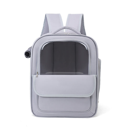 Grey Spacious Pet Carrier Backpack with Clear Window - Comfortable Travel Bag for Cats & Small Dogs V888-ELOSUNG27129