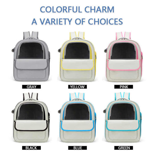 Grey Spacious Pet Carrier Backpack with Clear Window - Comfortable Travel Bag for Cats & Small Dogs V888-ELOSUNG27129