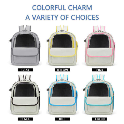 Beige And Pink Spacious Pet Carrier Backpack with Clear Window - Comfortable Travel Bag for Cats & Small Dogs V888-ELOSUNG27130