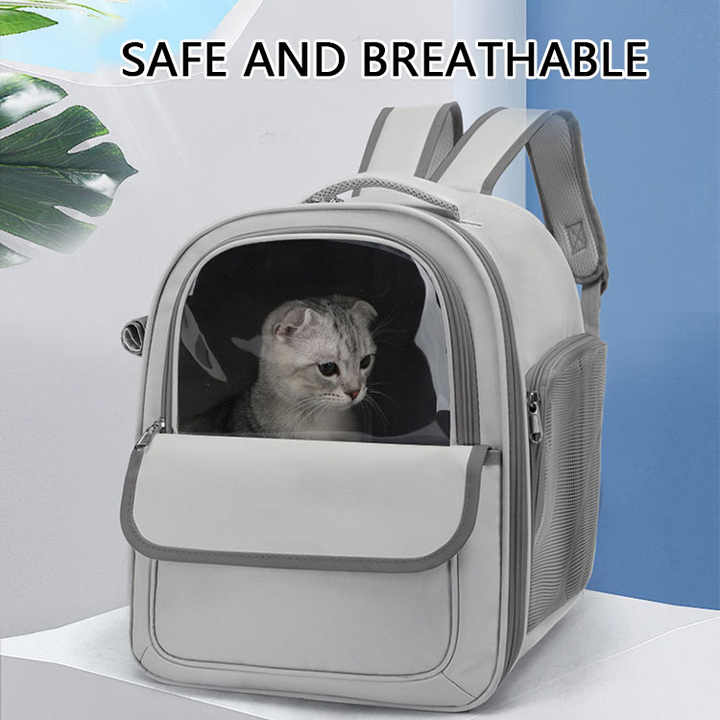 Beige And Pink Spacious Pet Carrier Backpack with Clear Window - Comfortable Travel Bag for Cats & Small Dogs V888-ELOSUNG27130