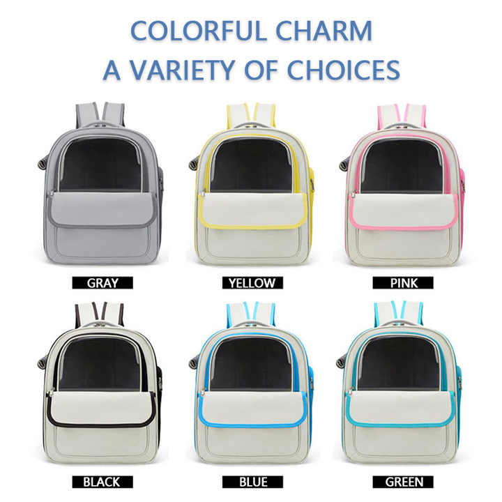 Beige And Black Spacious Pet Carrier Backpack with Clear Window - Comfortable Travel Bag for Cats & Small Dogs V888-ELOSUNG27131